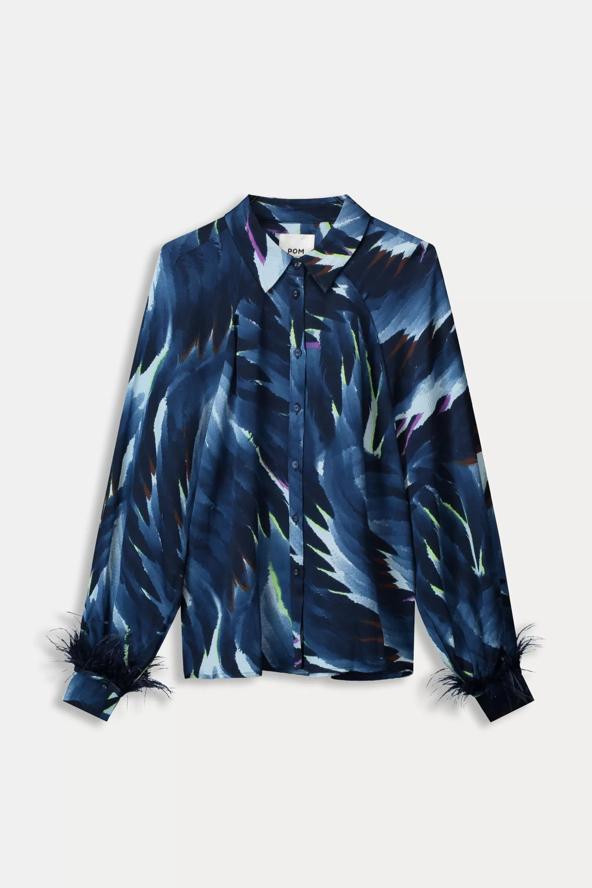 POM Amsterdam BLOUSE Feathers Blue | Blouses