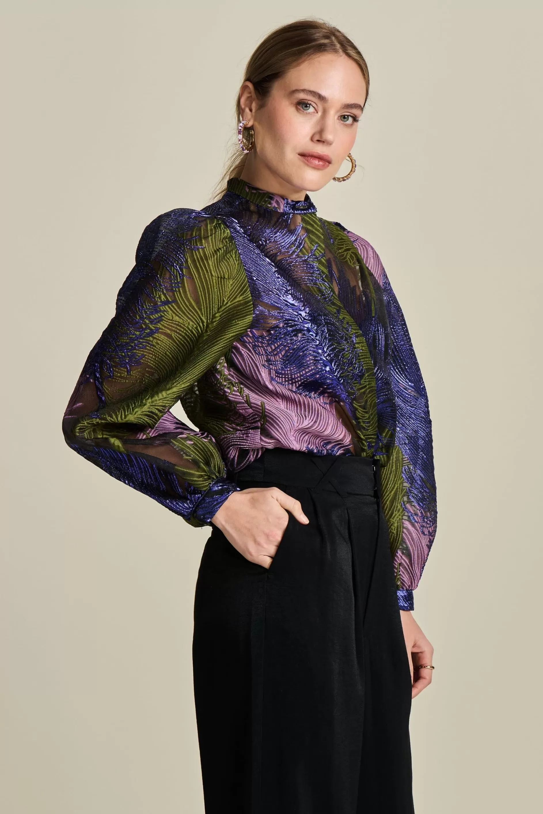 POM Amsterdam BLOUSE Festive Feathers | Blouses