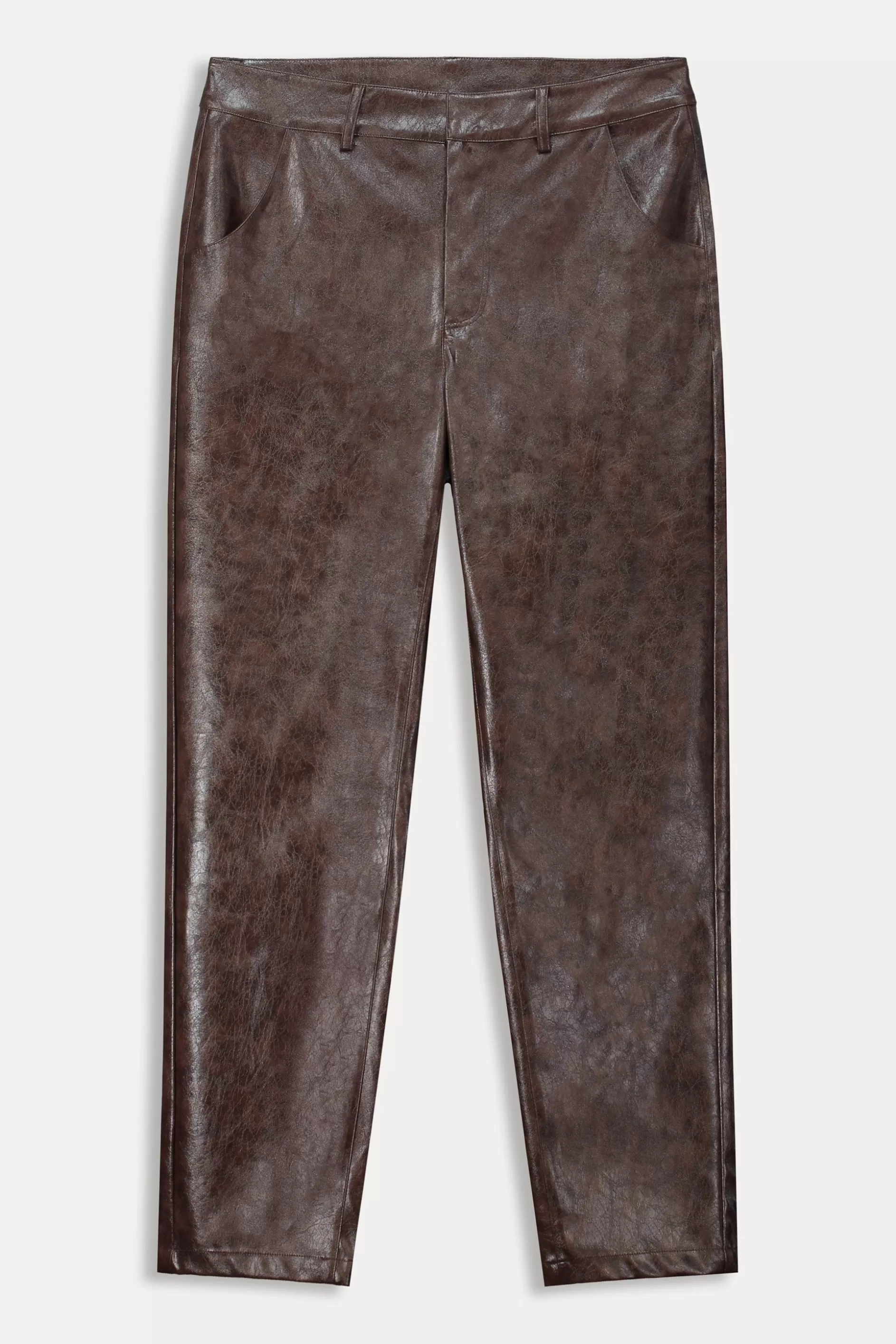 POM Amsterdam BROEK Faux Leather Brown | Broeken