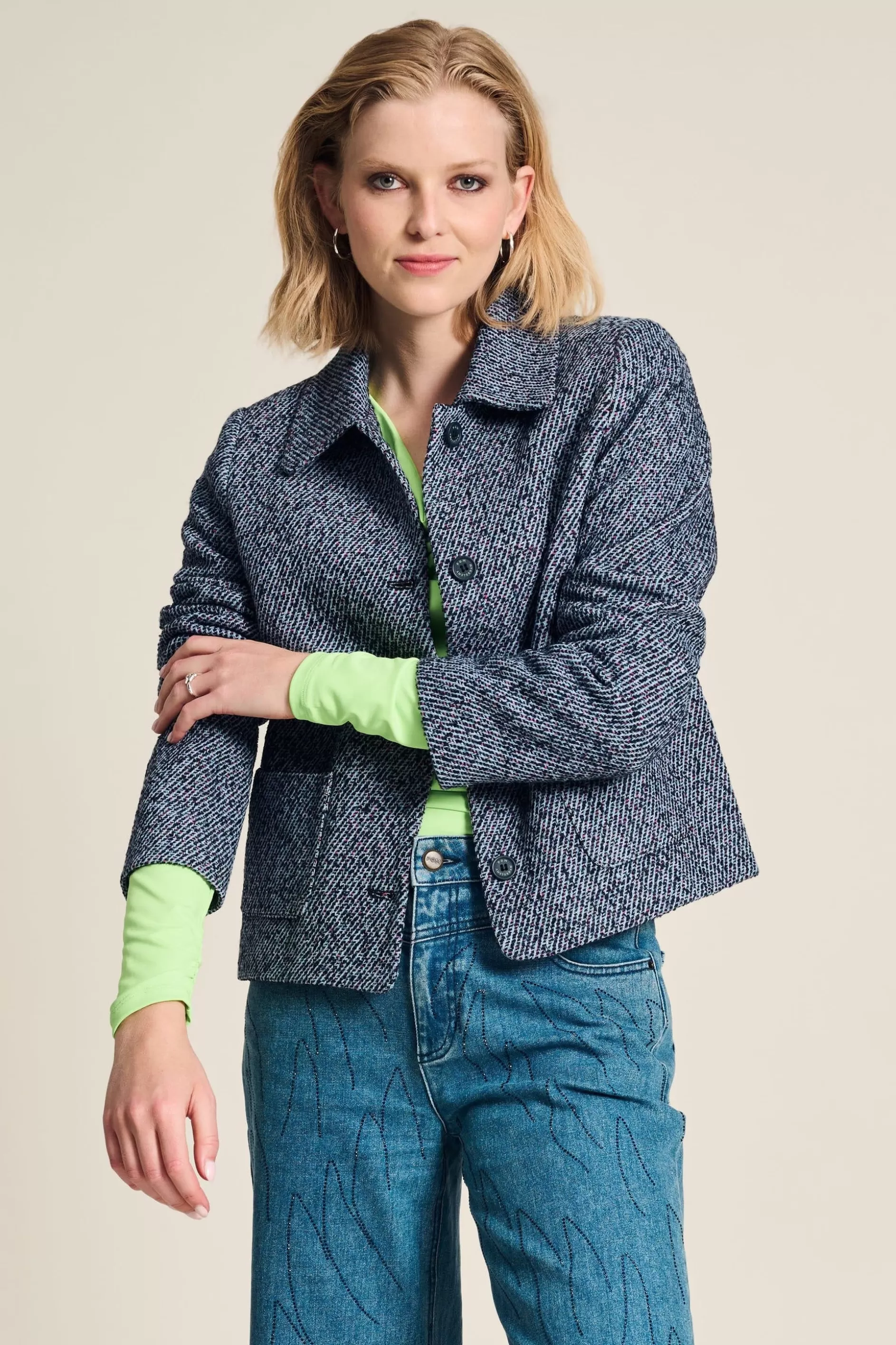 POM Amsterdam JACKET Tweed Blue | Jassen & Blazers