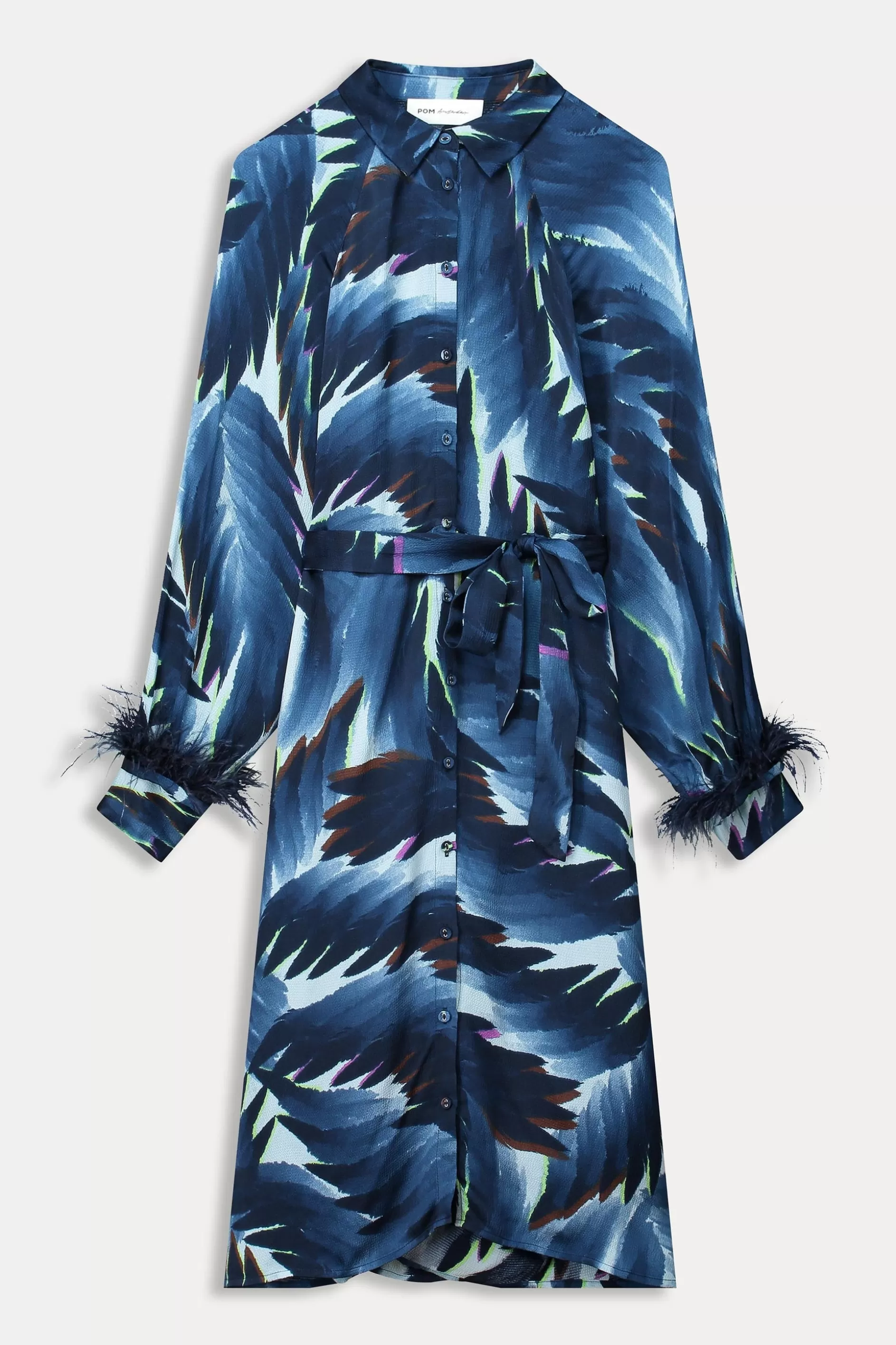 POM Amsterdam JURK Jada Feathers Blue | Jurken